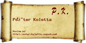 Péter Koletta névjegykártya